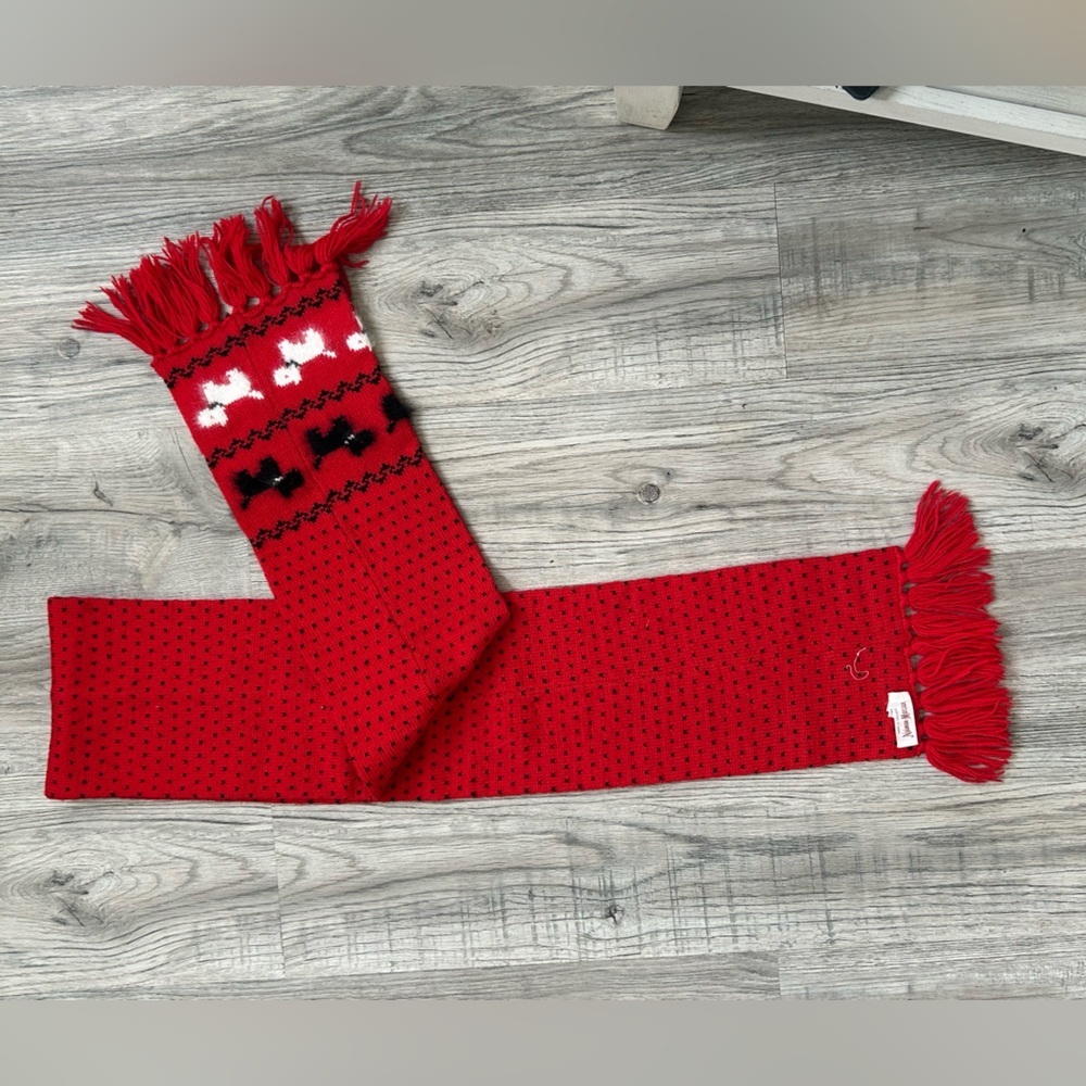 Neiman Marcus 100% Angora Wool Scarf with Scottish‎ Dog Detail